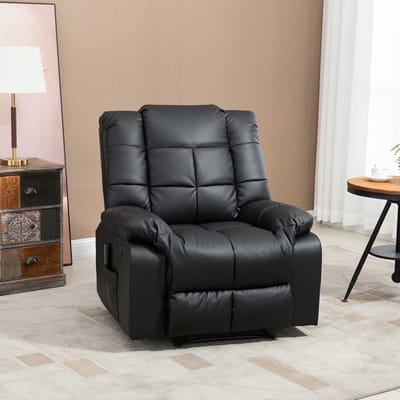 MODFU - Massagestoel - Elektrisch Verstelbaar En 8-Punts Massage - Relaxontwerp - Kunstleer - Zwart - 94 X 99 X 99 Cm