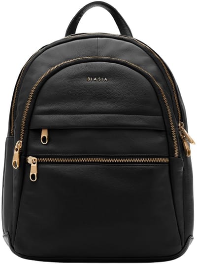 BIASIA Leren vrijetijdsrugzak rugzak Noveau Backpack Nero zwart