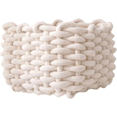 Panier de rangement en corde de coton blanc, organisateur de bureau simple pour clés, portefeuille, cosmétiques white