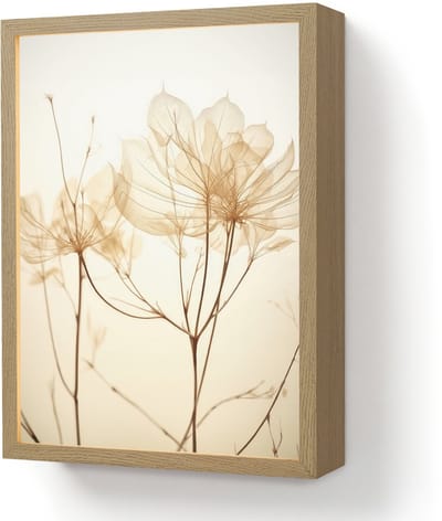 Wandlamp 30x40 cm - Oplaadbaar - Droogbloemen - Beige - Planten - Wit - Wandlampen binnen woonkamer - Slaapkamer lamp - Decoratieve nachtlamp - Vloerlamp draadloos