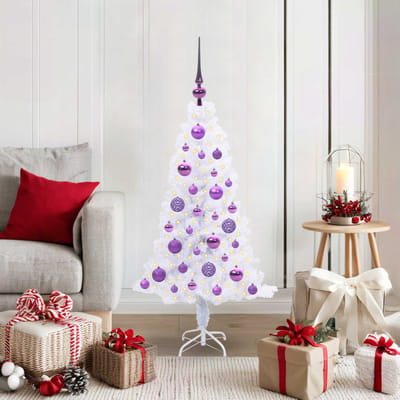 vidaXL - Kunstkerstboom - met - 150 - LED - Wit - 120 - cm - PVC - en - Staal