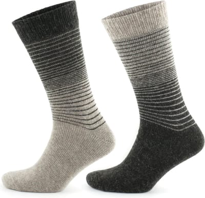 GoWith Alpaca Wollen Sokken-2 paar-Thermosokken en Huissokken-Beige en Bruin-Maat 43-46