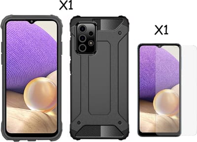 Hoesje Geschikt Voor Samsung Galaxy A33 5G Hoesje Schokbestendig Hybride Hoesje Geschikt Voor Samsung Galaxy A33 Hoesje Rugged Armour Cover Heavy Duty Zwart - Galaxy A33 1x Screenprotector