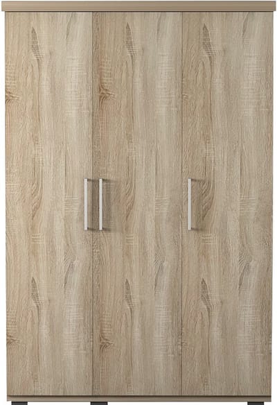 Interiax Kledingkast 'Mila' – 3 Deuren, 1 Hanger & 3 Legplanken | Sonoma Eik | 183x120x52cm
