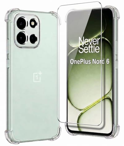 Hoesje en Glas Geschikt voor OnePlus Nord 6 - Transparant - Casemania Anti-shock Back Cover - Extra Stevig Val en Stootbescherming Telefoonhoesje + 1x Tempered Glazen Screenprotectors