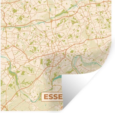 Muurstickers - Sticker Folie - Essen - Vintage - Stadskaart - Plattegrond - Kaart - 100x100 cm - Plakfolie - Muurstickers Kinderkamer - Zelfklevend Behang XXL - Zelfklevend behangpapier - Stickerfolie