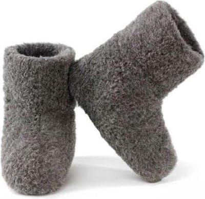 LuLu – Hoge Wollen Sloffen / Pantoffels – Dames en Heren – Grijs - Laarsmodel – maat 43