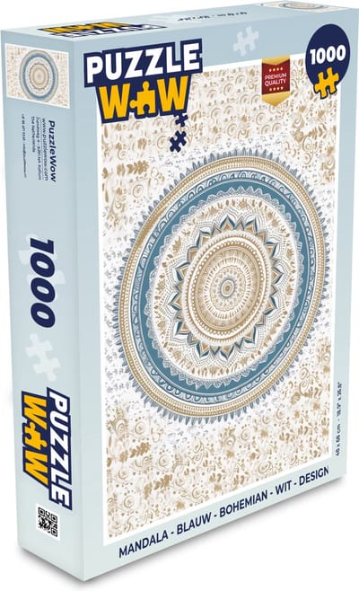 Puzzel Mandala - Blauw - Bohemian - Wit - Design - Legpuzzel - Puzzel 1000 stukjes volwassenen