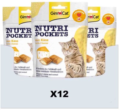 GimCat Nutri Pockets Kaas & Taurine - 12 x 60 gr - Voordeelverpakking