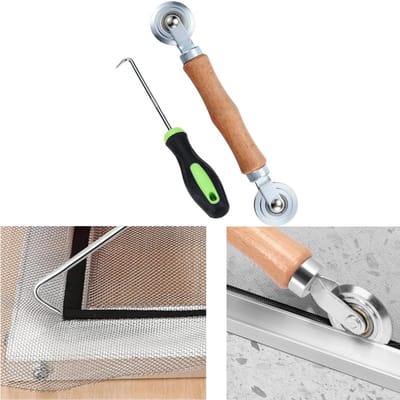 2 stuks - Reparatieset voor horren - Wheel Tool - Haak voor het verwijderen van horren - Gereedschap voor het oprollen van horren - Reparatieset voor horren - Voor het installeren en vervangen van schuifhorren - Geschikt voor dunne horren