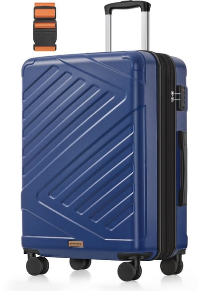 SONGMICS - Koffer - Harde Koffer met TSA-Slot - Uitbreidbaar - 4 Wielen - 65 cm - Inclusief Kofferriem