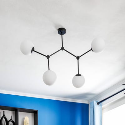 EMIBIG LIGHTING Plafondlamp Space, 4-lamps, zwart/opaal