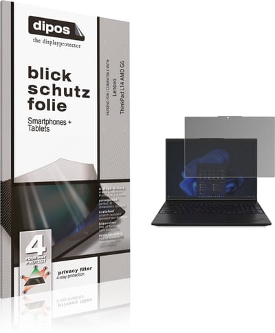 dipos – Matte Privacy Screenprotector geschikt voor Lenovo ThinkPad L14 AMD G6 | Anti-Spy Beschermfolie