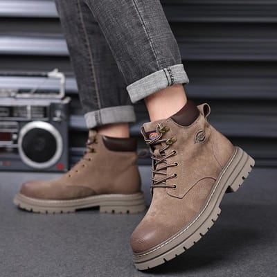 Herfst en Winter Plus Velvet Trend Koreaanse Mode Alles-match High-top Retro Britse Stijl Martin Boots Lichte Casual Schoenen Heren 44 gray