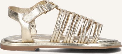 Ton & Ton Meisjes Platte sandalen - Tora - Goud - Leer - Platte zool - Maat 25