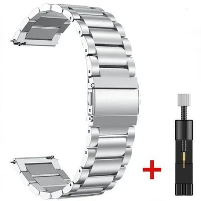 DrPhone ELITE - 20MM Metalen RVS Horlogeband - Perfecte Pasvorm - Inclusief aanpaskit - Universeel - Zilver