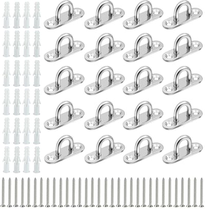 20 stuks met schroeven, U-vormige ogen, 4,5 x 1,5 cm, zware uitvoering, voor het ophangen van planten, schommels en kroonluchters
