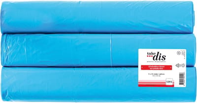 Take Dis Afvalzakken - 70x110cm - 120 Liter - HDPE 25my - Blauw - 3 rollen x 25 stuks