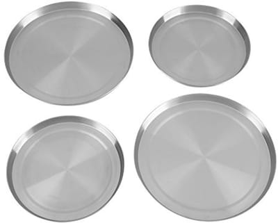 Dailygoody - Set van 4 Pannen Deksel - Beschermende Deksel voor Kookplaat - Diameter 17 of 21 cm - Geschikt voor Elektrische Kookplaten - Roestvrij