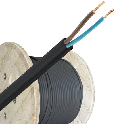VMVL (H05VV-F) kabel 2x1.5mm2 zwart per haspel 500 meter