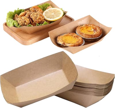 Kraft Cardboard Trays voor Fingerfood, Frieten, Snacks en Macarons - 50 Stuks Kleine Dozen voor Feestjes en Evenementen