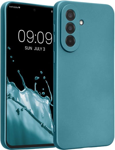 kwmobile metallic telefoonhoesje van TPU - geschikt voor Samsung Galaxy A37 5G - Flexible case voor smartphone - In Metallic carabisch blauw