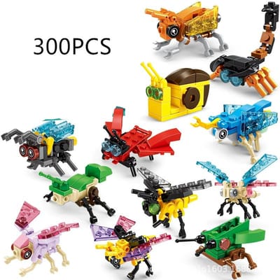 12 stuks Collectie Insecten Dieren Figuren Mini Schorpioen Bouwblokken Speelgoed Assemblage 3D Constructor Micro Blokken Voor Kinderen Jongens Cadeau Speelgoed black