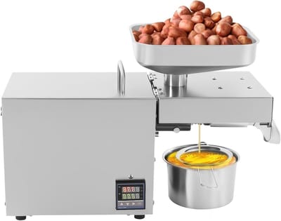 Elektrische Oliepers - Oliemolen Machine - Zelf Olie Maken - Roestvrij Staal - 1500 W - Zilver