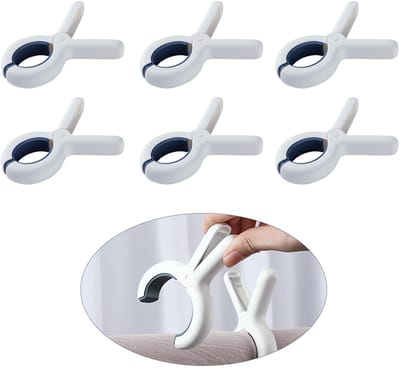 6-stuks strandlakenclip - Dekenclip -Winddichte clip - Droogclip -Sterke bijtkracht - Antislip - Beschadigt kleding niet - Winddicht - Geschikt voor knuffels, handdoeken, kleding, kamperen en reizen - Wit