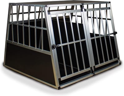 Hondentransportbox XL - Reisbox Kooi - Veilig Vervoer - Lichtgewicht Aluminium - 96x90x70.5 cm - Zilver Zwart