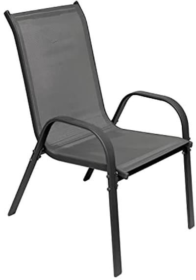 Stapelstoel Textiel - Tuinstoel Balkonmeubel - Buiten Zitten - Ruimtebesparend Stapelbaar - 92x53x73cm - Antraciet