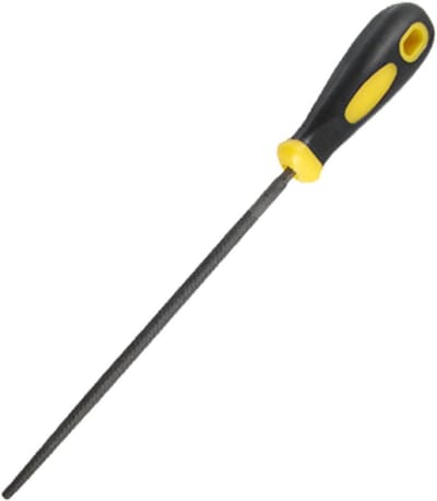 Metaalvijl Rond - Metaalbewerking Vijl - Oppervlakken Vijlen - Comfortabele Handgreep - 20 cm - Zilver Zwart Geel