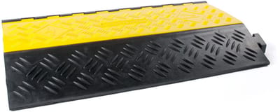 Rubbermagazijn - Kabelbrug - 2 kanalen groot - Zwart-Geel - LxBxH=901x610x102mm - Kabelbeschermer - Veilige verwerking van kabels - Kabelgoot