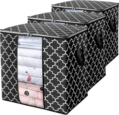 Opbergzakken - Opbergboxen Kleding - Ruimte Besparen - Grote Capaciteit 100L - 3 Pack - Zwart