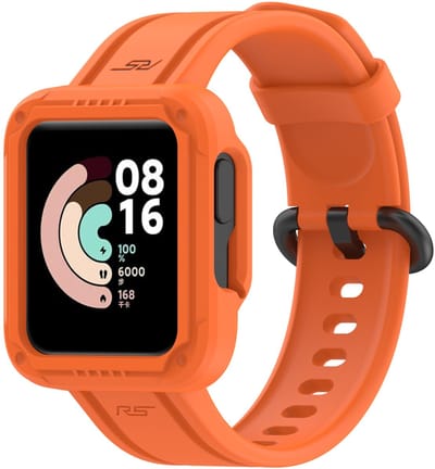 By Qubix - Siliconen sportband met case - Oranje - Geschikt voor Xiaomi Redmi Watch 2 (Lite)