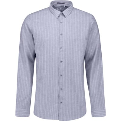 No Excess Shirt vertical small stripe with li indigo blue
