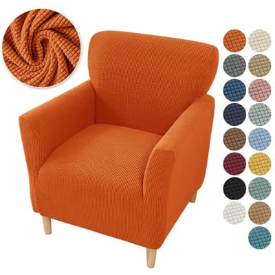 Housse de Fauteuil Crapaud en Polaire Stretch Spandex Housse de Fauteuil Club Élastique Housse de Canapé Simple pour Étude Bar Comptoir orange