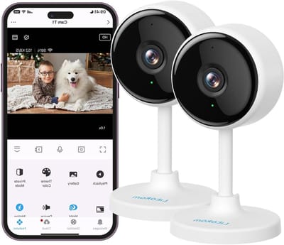 Binnencamera Set - Huisdier Camera - Huisbewaking Thuis - 2K Resolutie Nachtzicht - 2 Stuks - Wit