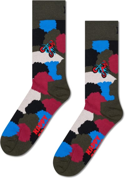 Happy Socks Motor Bike Speed Sock - unisex sokken - donkergroen - Unisex - Maat: 41 - 46