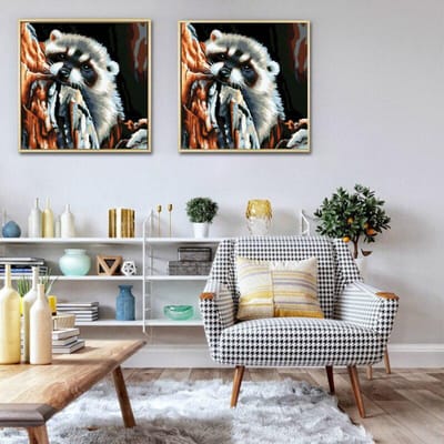 DIY ronde boor diamant schilderij kruissteek dier licht wasbeer diamant borduurwerk 30x30CM gray