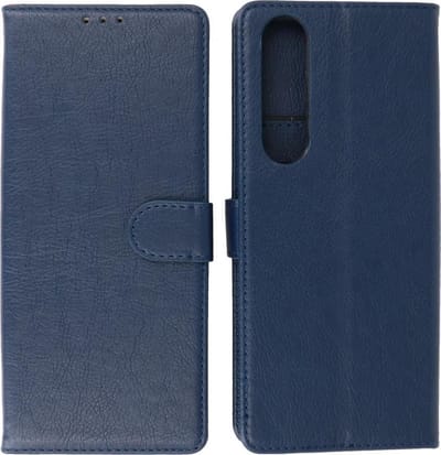 Sony Xperia 1 III Hoesje - Book Case Telefoonhoesje - Kaarthouder Portemonnee Hoesje - Wallet Case - Navy