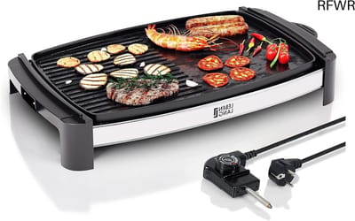 RFWR® Elektrische grillplaat 2200 Watt | Draagbare BBQ voor Binnen en Buiten | Tepaniaky Tafelgrill voor 4-8 Personen