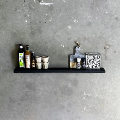 GoudmetHout® Zwevende Wandplank Industrieel - 40 x 10 cm Muurplank - Zwart Eiken Hout - Decoratie Wandrek & Boekenrek - Hangplank Keuken - Floating Wall Shelf met Blinde Montage