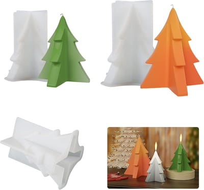 Kerstkaars Moudle voor het maken van kaarsen - 2 stuks kerstboom siliconen kaars Moudle Xams DIY hars gietvorm zeep maken mal voor ambachtelijke doe - het - zelf kerst aromatherapie kaars maken