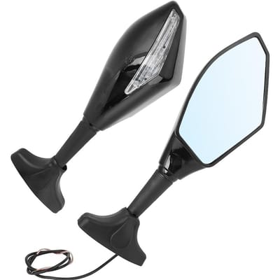 2 stuks LED Achteruitkijkspiegel Gemodificeerde Motorfiets Spiegel Lampbehuizing met Licht (zwart) zwart