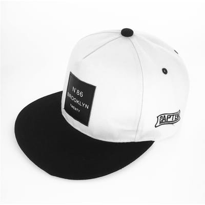 Casquette de Baseball en Coton Réglable Brooklyn Unisexe Snapback Chapeau Hip Hop Protection Solaire Adjustable white