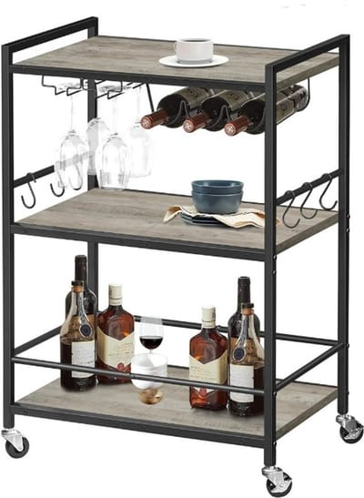 Hoppa! - Serveerwagen - 60x33x83 cm - Greige - Metaal & Hout
