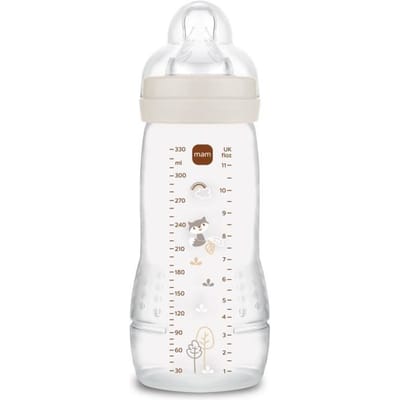 MAM Easy Active Fles 2e Fase 330 ml 6 Maanden en + Zeer Snelle Stroom (Kleur : Zand)