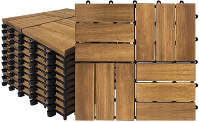Houten Terrastegels Balkon Kliksysteem - Set van 55 Acacia Hout Tegels 30x30cm voor 5m² Buiten vloer