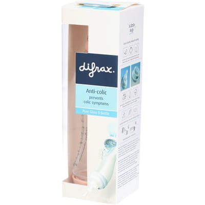 Difrax Babyfles Natural Glas - 250 ml - Lichtroze - 1 Stuk - S-fles - Anti Koliek